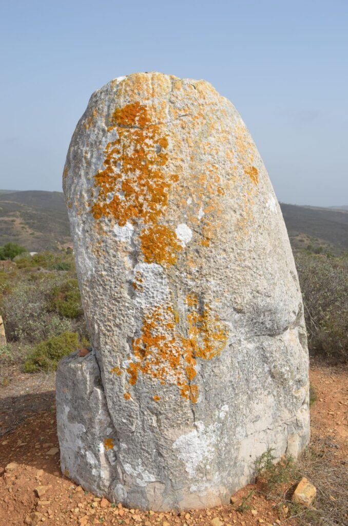 A close up photograph of the Menir de Aspradantes, a standing stone